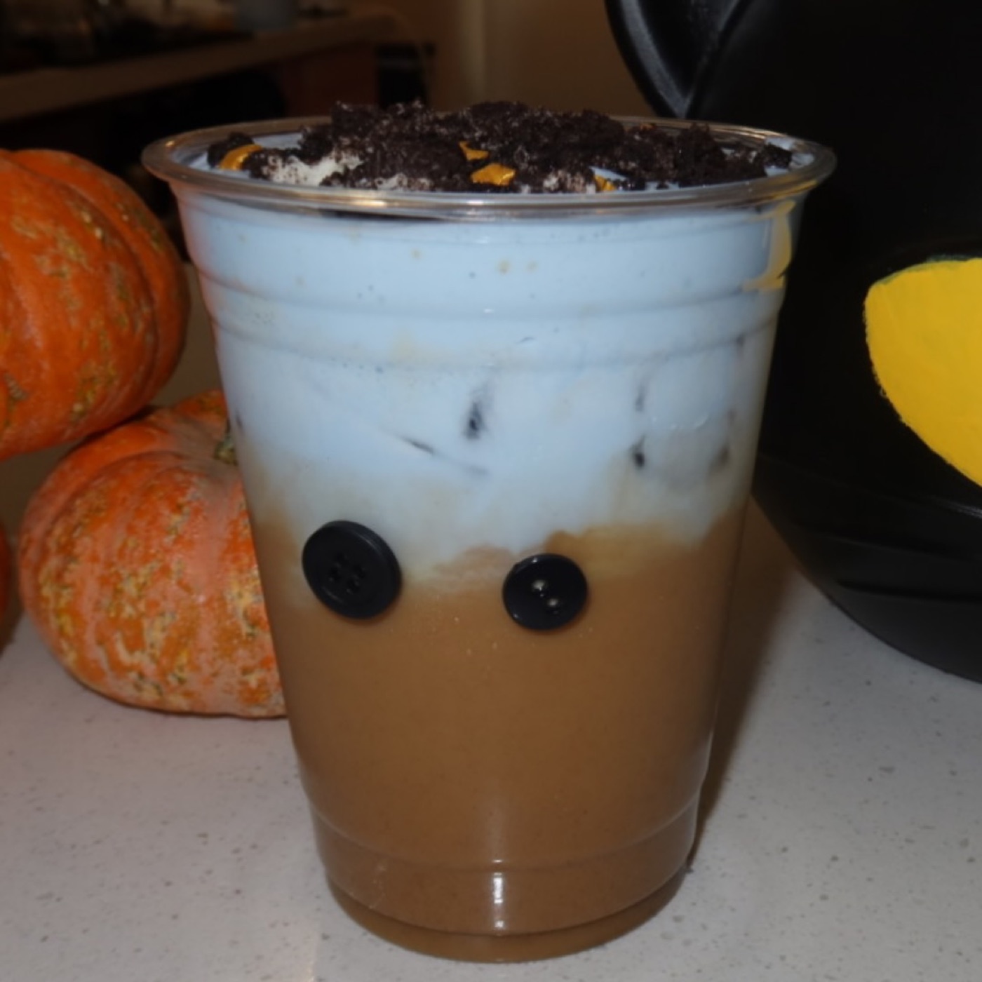 An iced cookies and crème latte
